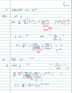 Worked example of differentiating 5e^{3x} using the chain rule