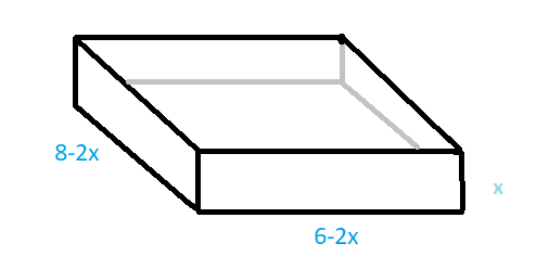 Box with labeled dimensions for volume calculation