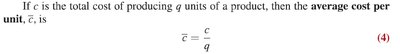 Average cost per unit formula