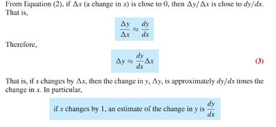 Estimating change in y using dy/dx