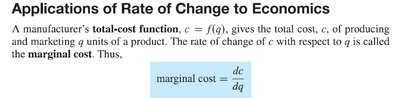Applications of Rate of Change to Economics