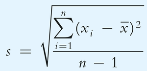 Formula for sample standard deviation
