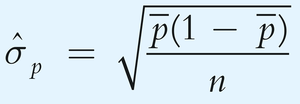 Estimated standard error for sample proportion