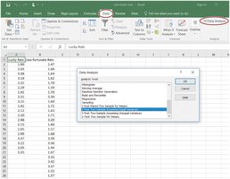 Excel Data Analysis dialog box