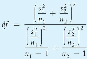 Degrees of freedom formula for unequal variances