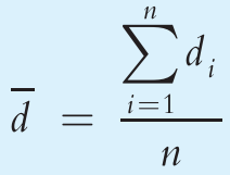 Formula for mean of matched-pair differences