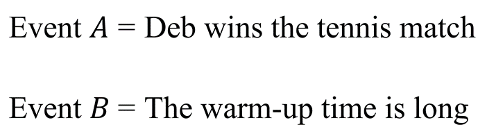 Definition of events for tennis match example