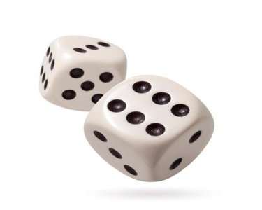 Two dice showing random outcomes