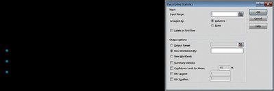 Excel descriptive statistics tool dialog
