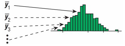 Histogram of sample means forming a Normal distribution