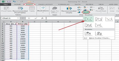 Scatter plot creation in Excel