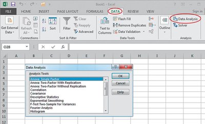 Excel data analysis tab