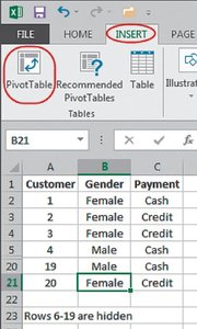 PivotTable creation in Excel
