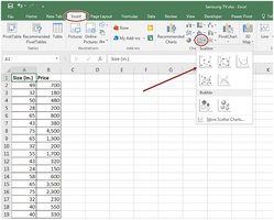 Excel scatter plot creation