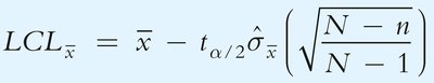 Lower confidence limit formula with t-distribution and finite population correction