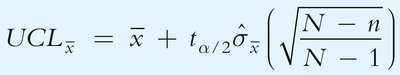 Upper confidence limit formula with t-distribution and finite population correction