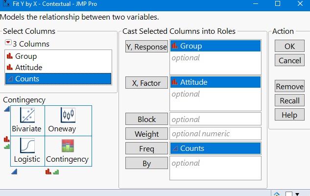 JMP Analysis Setup