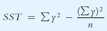 Formula for total sum of squares (SST)