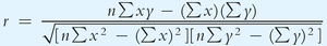 Formula for the sample correlation coefficient