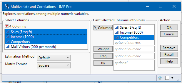 JMP Pro variable selection for multivariate analysis