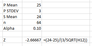 Z Calculation Example