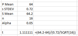 t Calculation Example