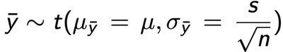 Formula for sampling distribution of the mean with unknown sigma (t-distribution)