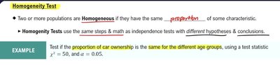 Homogeneity test explanation and example