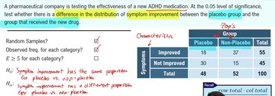Medical study example with contingency table
