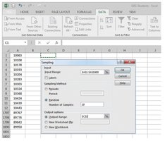 Excel random sampling dialog