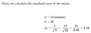 Z-score calculation for drive time example