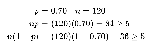 Checking binomial conditions for sample proportion