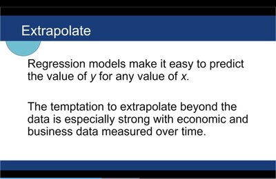 Slide explaining extrapolation in regression