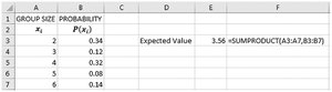 Excel calculation of expected value