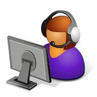 Customer service representative at computer
