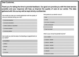 Sample customer feedback survey
