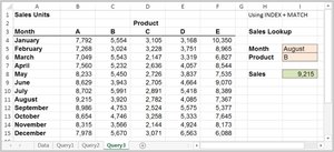 INDEX and MATCH used for sales lookup
