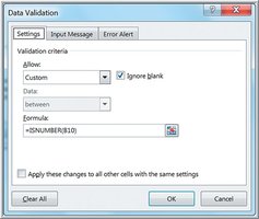 Data validation using ISNUMBER