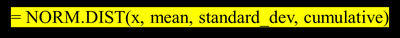 Excel calculation for normal probability