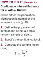 Step-by-step instructions for confidence interval estimate