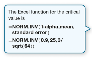 Excel function for critical value