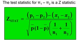 Alternate formula for Z statistic for difference in proportions