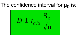 Confidence interval for paired differences