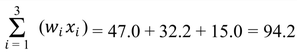 Weighted mean calculation table continued