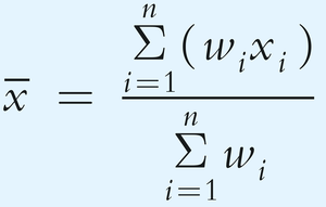 Weighted mean calculation sum of weights