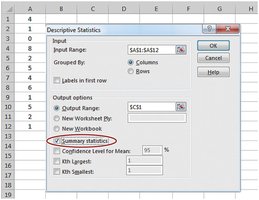 Excel Descriptive Statistics output