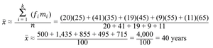Grouped data mean calculation