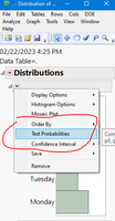 JMP Pro menu for test probabilities