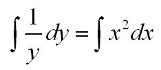 Separated equation: 1/y dy = x^2 dx