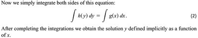 Integration of both sides of the equation